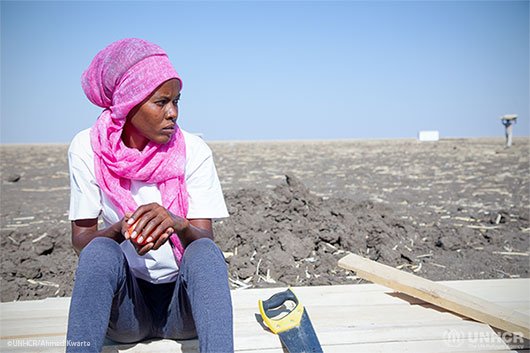 Mihret Gerezgiher, 25, from Ethiopia’s Tigray region, is a trained construction engineer and teacher who volunteers with UNHCR and partners in Sudan’s Tunaydbah camp.