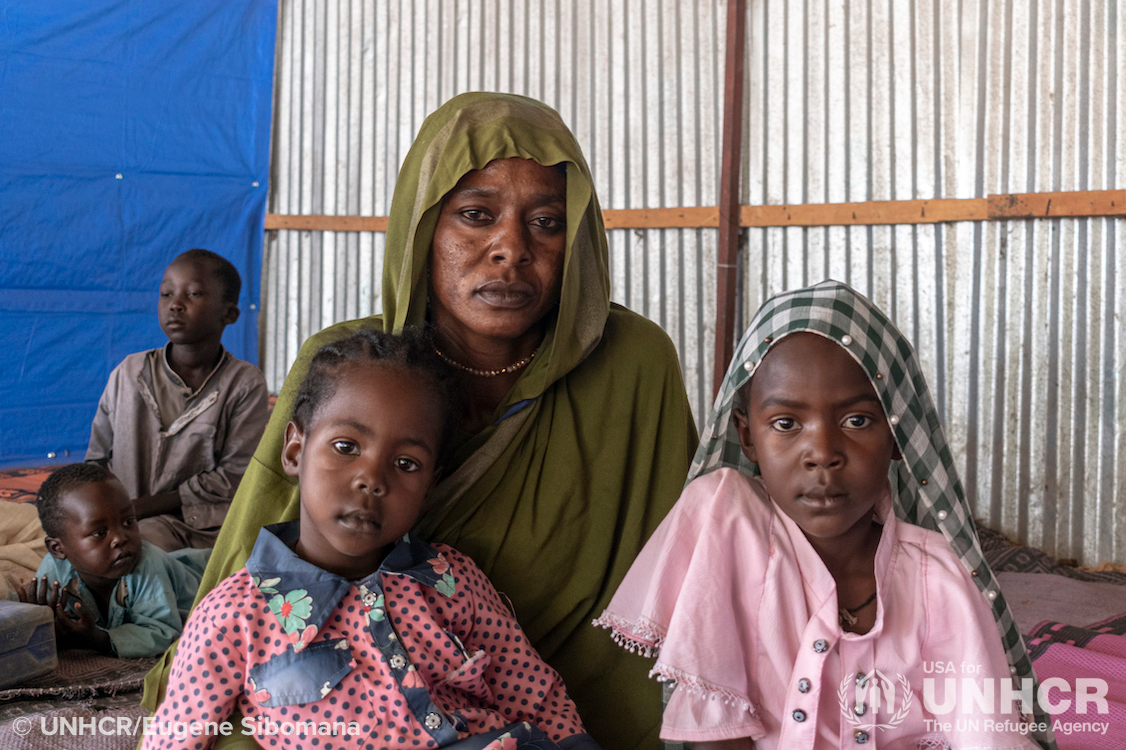 Zamzam Ahmat Kouyouka and her two daughters fled Khartoum following the death of her husband in the ongoing conflicts.