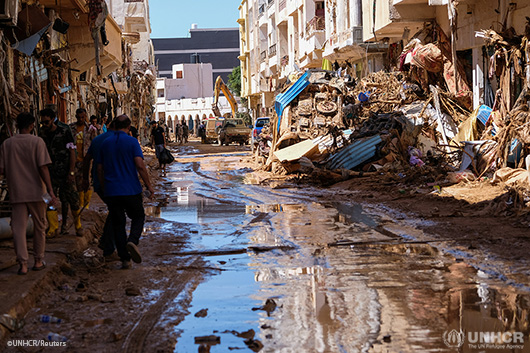 A town in Libya destroyed by flooding.